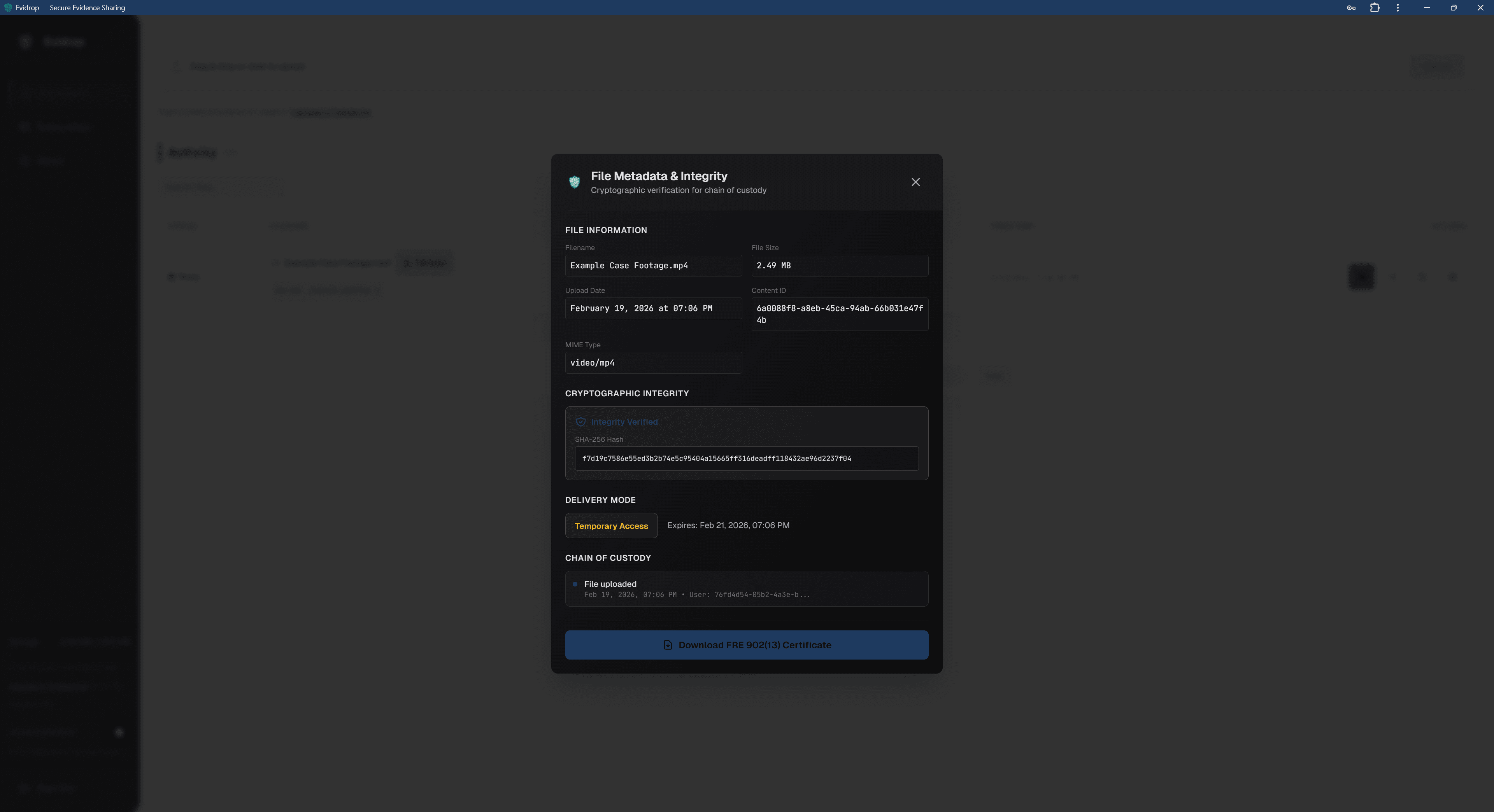Chain of Custody Details