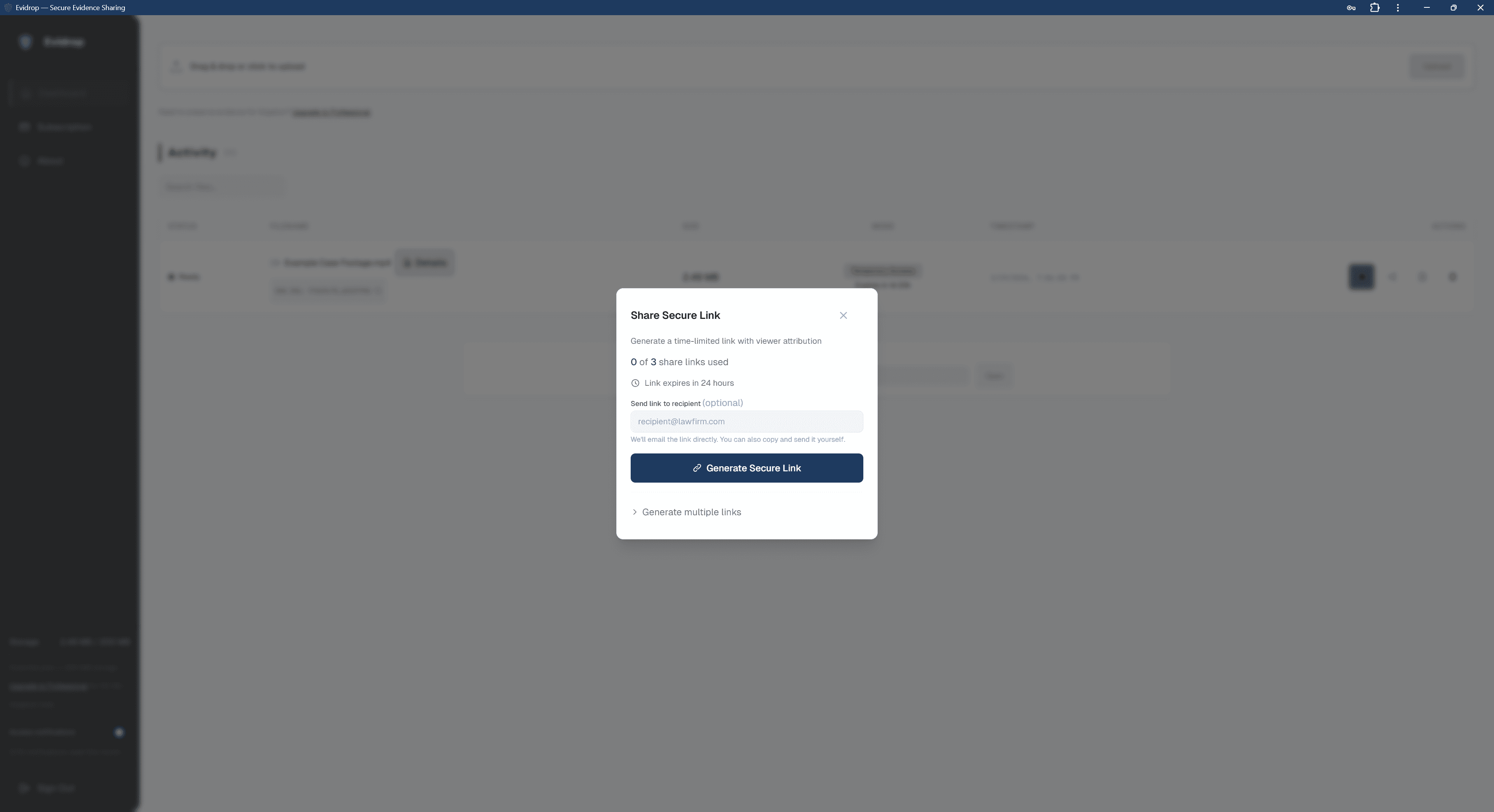 Secure Evidence Sharing